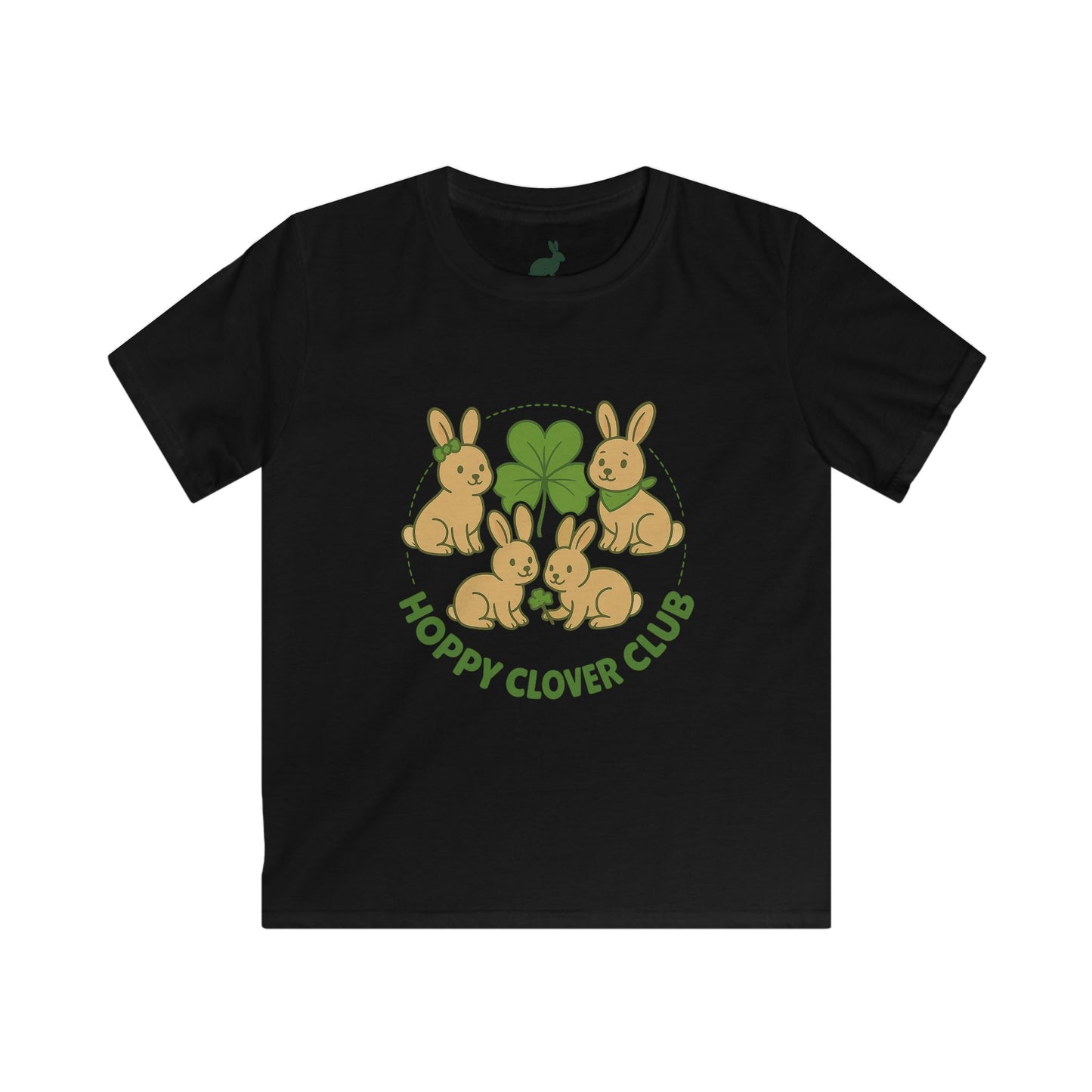 Hoppy Clover Club – Kids Softstyle Tee - Cute Bunny Rabbit T-Shirt - Farm Fun Children's Apparel