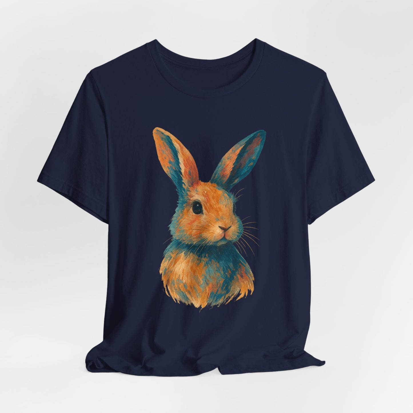 Golden Hour Bunny Unisex Short Sleeve Shirt – Painterly Rabbit Portrait T-Shirt - Artistic Graphic Tee for Animal Lovers - Unique Artwork