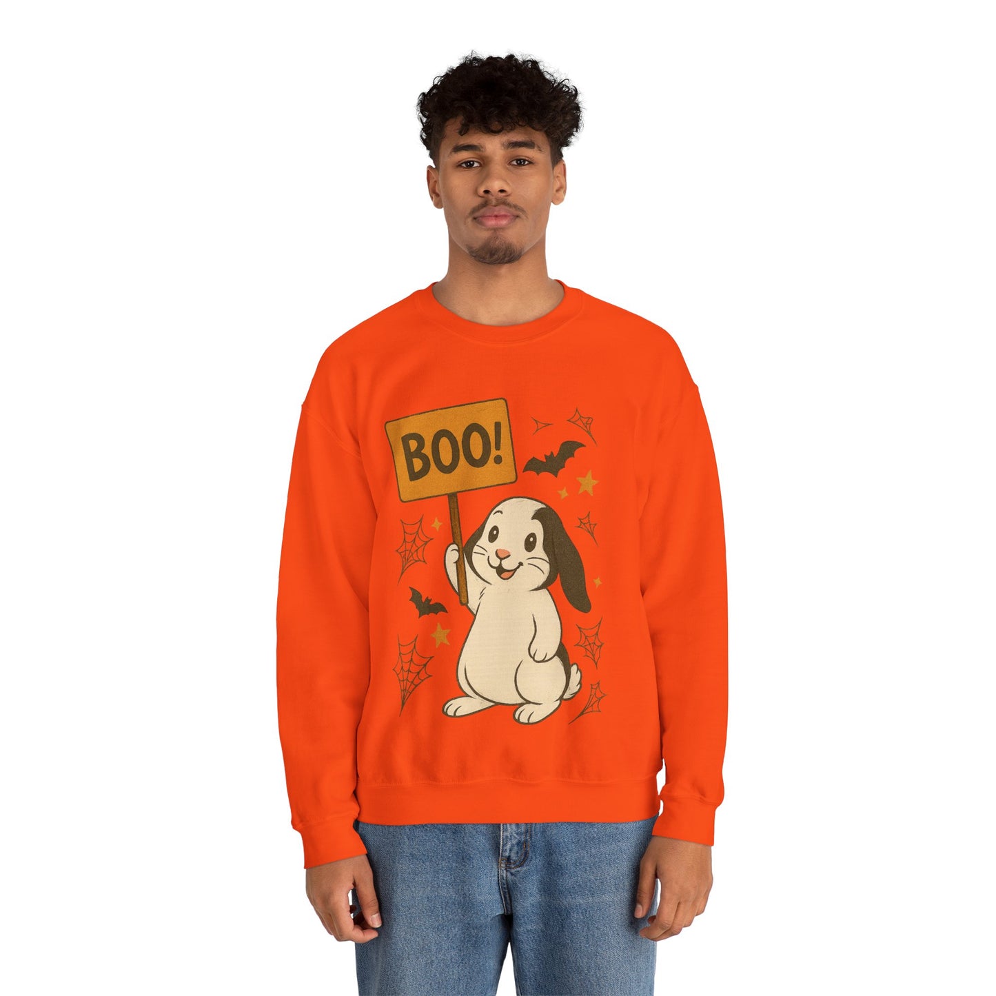 Boo Bunny Halloween Sweatshirt – Cozy Lop-Eared Rabbit & Spooky-Cute Fall Vibes - Unisex Heavy Blend™ Crewneck