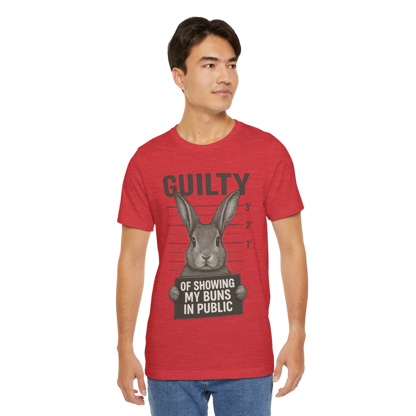 Guilty of Showing My Buns in Public Rabbit Exhibitor T-Shirt – Unisex Funny Bunny Graphic Tee - Quirky Gift for Animal Lovers