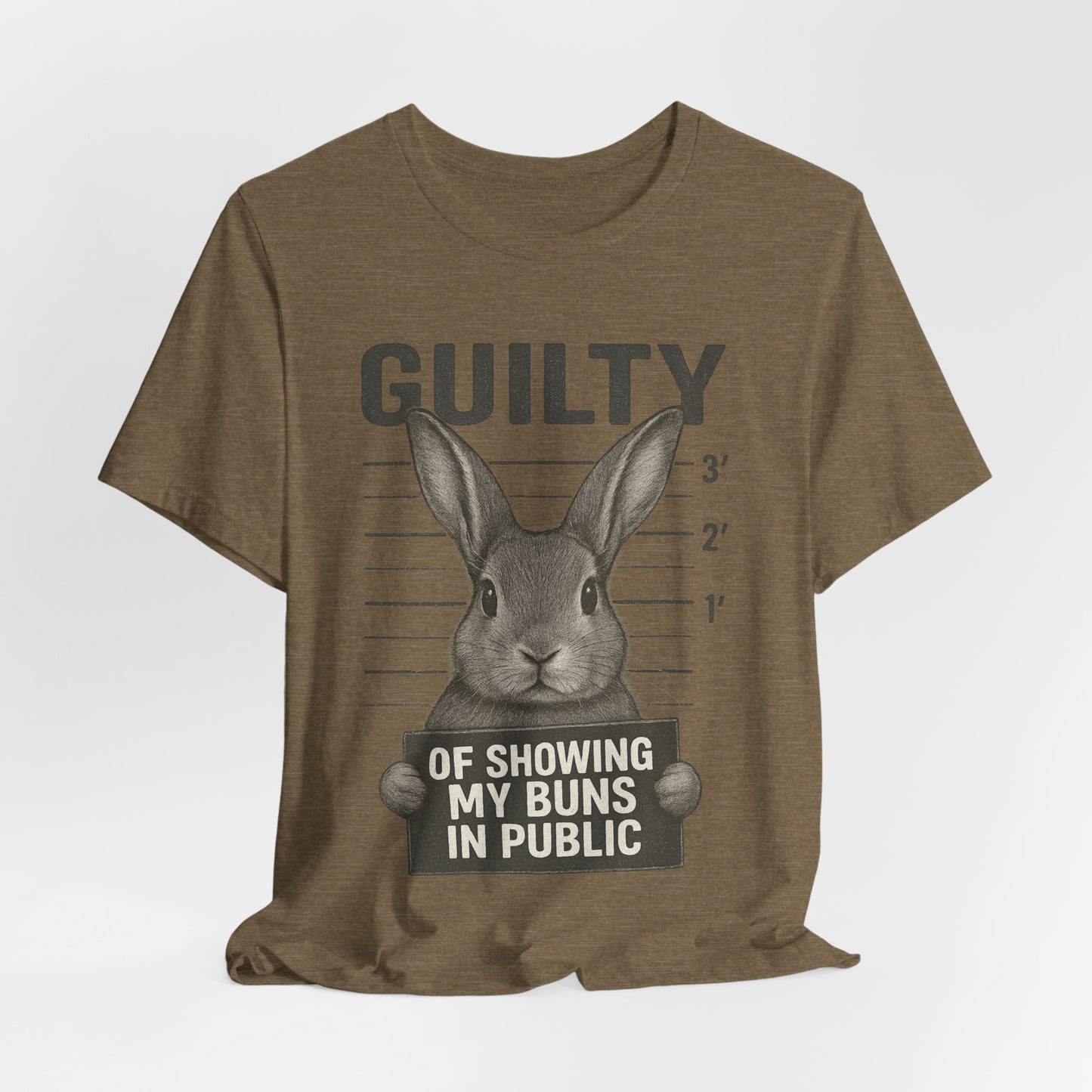 Guilty of Showing My Buns in Public Rabbit Exhibitor T-Shirt – Unisex Funny Bunny Graphic Tee - Quirky Gift for Animal Lovers