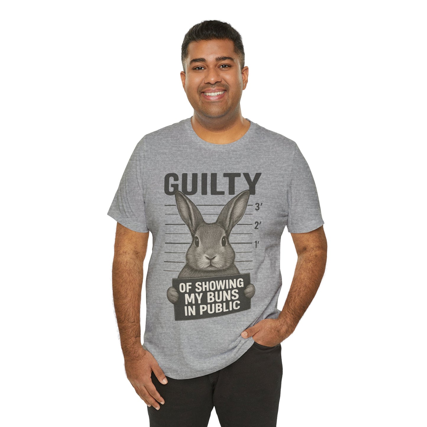 Guilty of Showing My Buns in Public Rabbit Exhibitor T-Shirt – Unisex Funny Bunny Graphic Tee - Quirky Gift for Animal Lovers