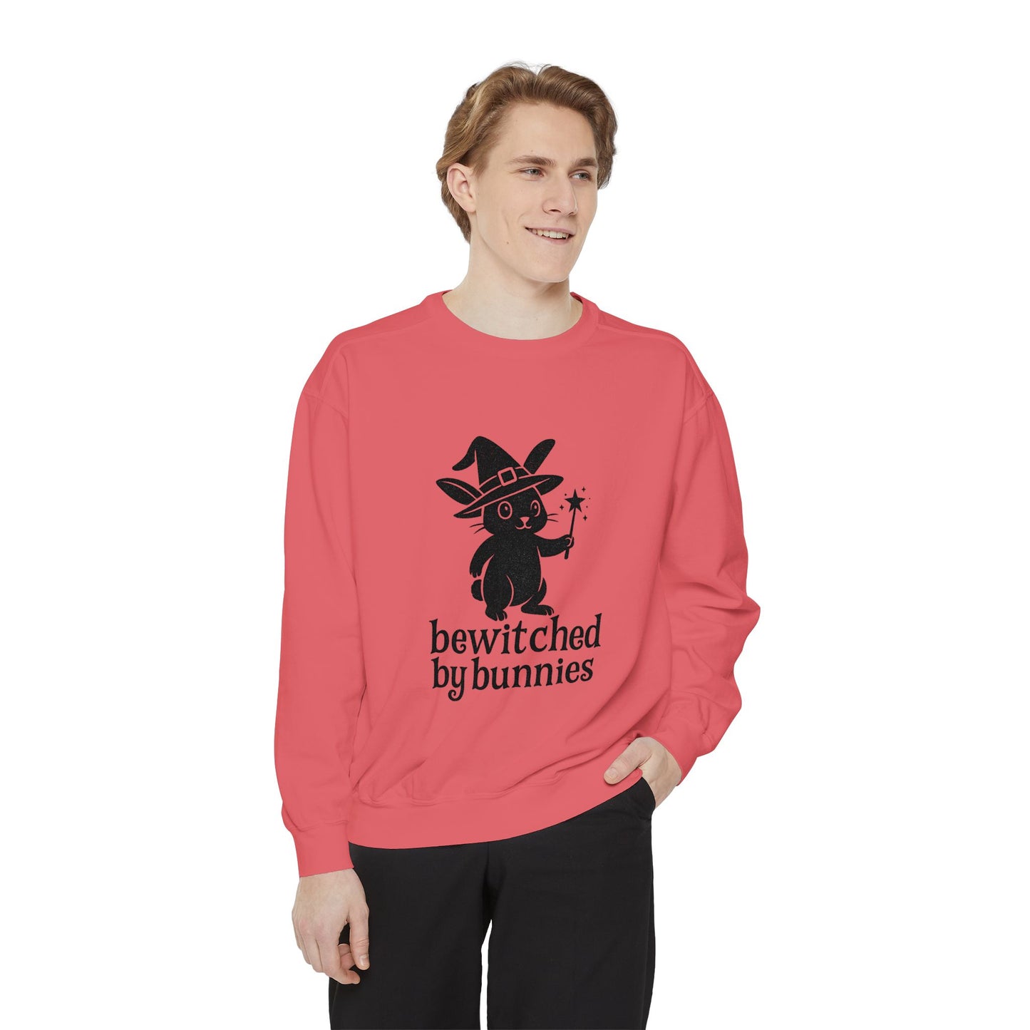 Bewitched by Bunnies Unisex Sweatshirt – Cozy Fall Rabbit Witch Pullover for Fall Festivities - Halloween Gift