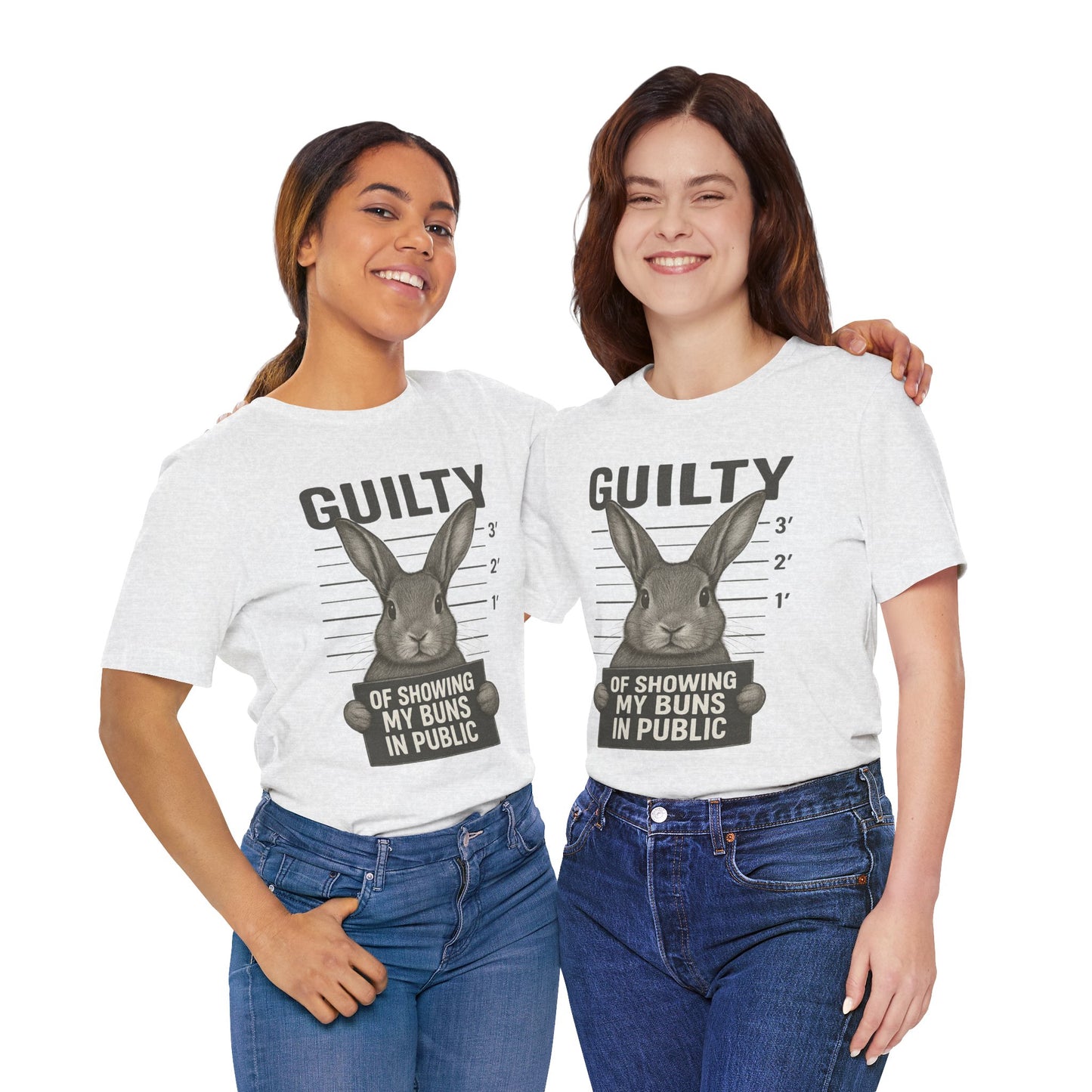 Guilty of Showing My Buns in Public Rabbit Exhibitor T-Shirt – Unisex Funny Bunny Graphic Tee - Quirky Gift for Animal Lovers