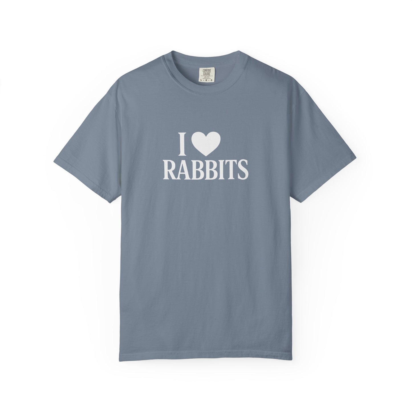 I ♥ Rabbits – Garment-Dyed Unisex Tee for Bunthusiasts - I Love Rabbits T-Shirt for Bunny Lovers