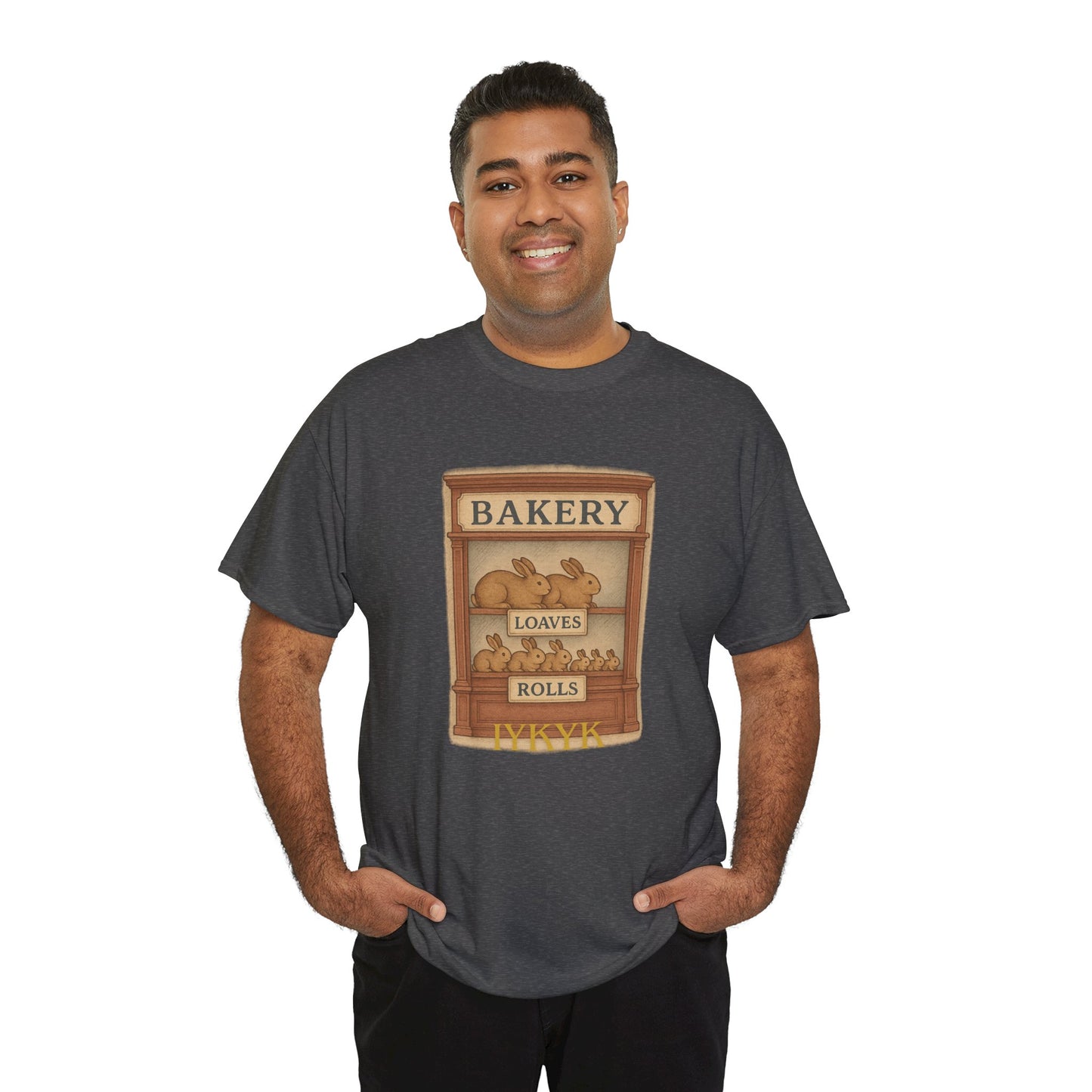Loaves, Rolls & IYKYK – Bunny Bakery Tee - Unisex Short Sleeve - Vintage Bakery Shirt - Baking & Rabbit Lover Apparel