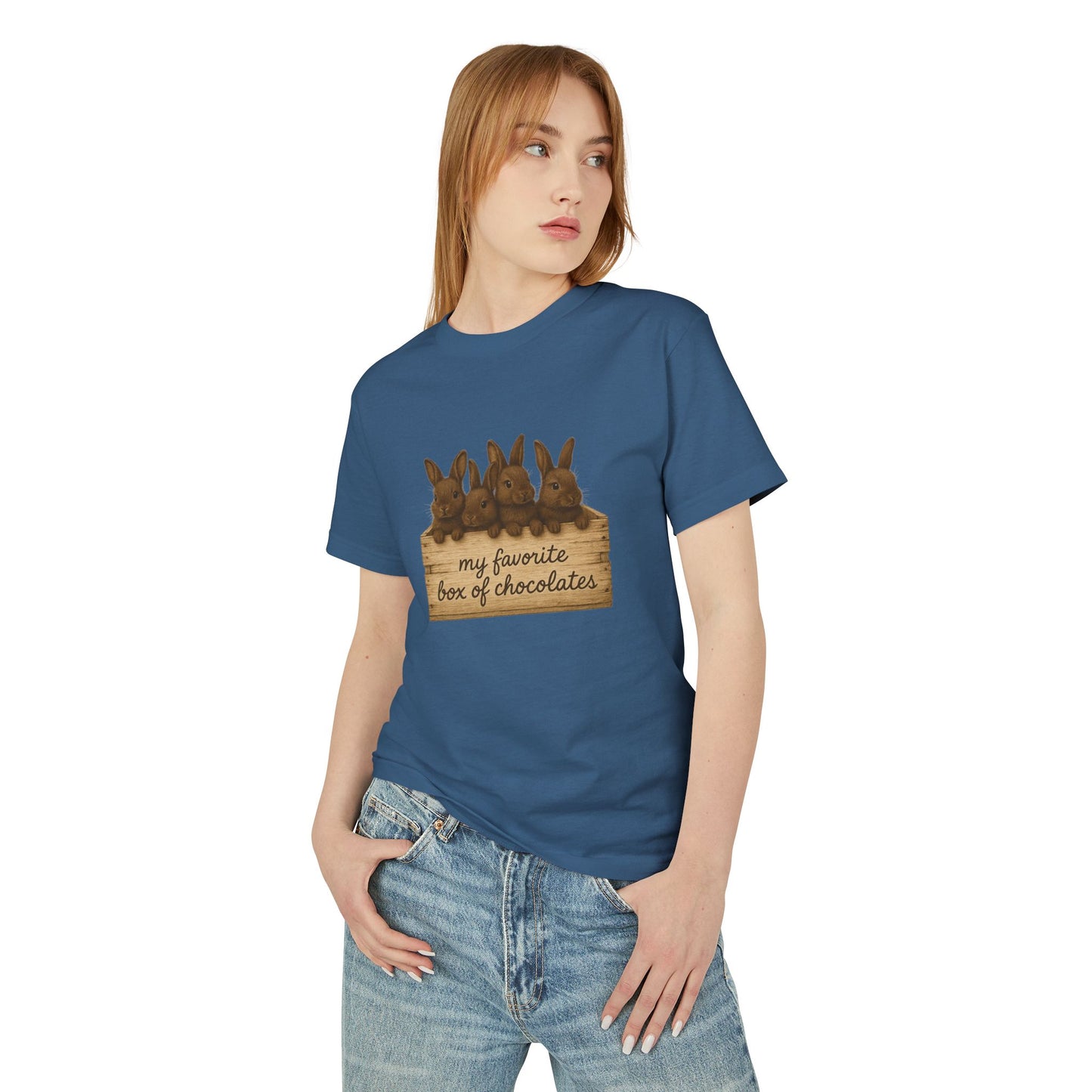"My Favorite Box of Chocolates" Rustic Bunny Tee – Rabbit Breeder T-Shirt - Unisex Bunthusiast Shirt