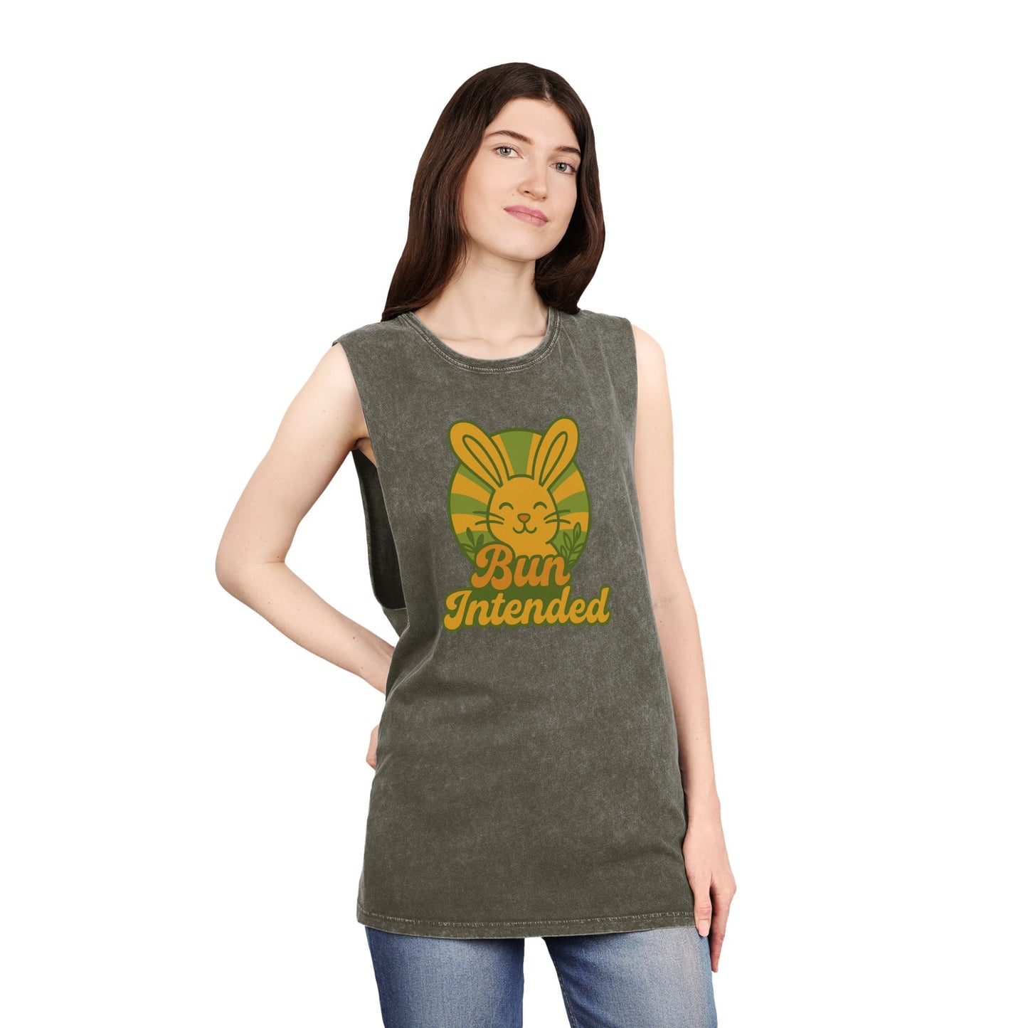 Stonewash Bun Intended Tank Top - Retro Graphic Tee - Vintage Casual Summer Wear - Gift for Rabbit Lovers - Everyday Style