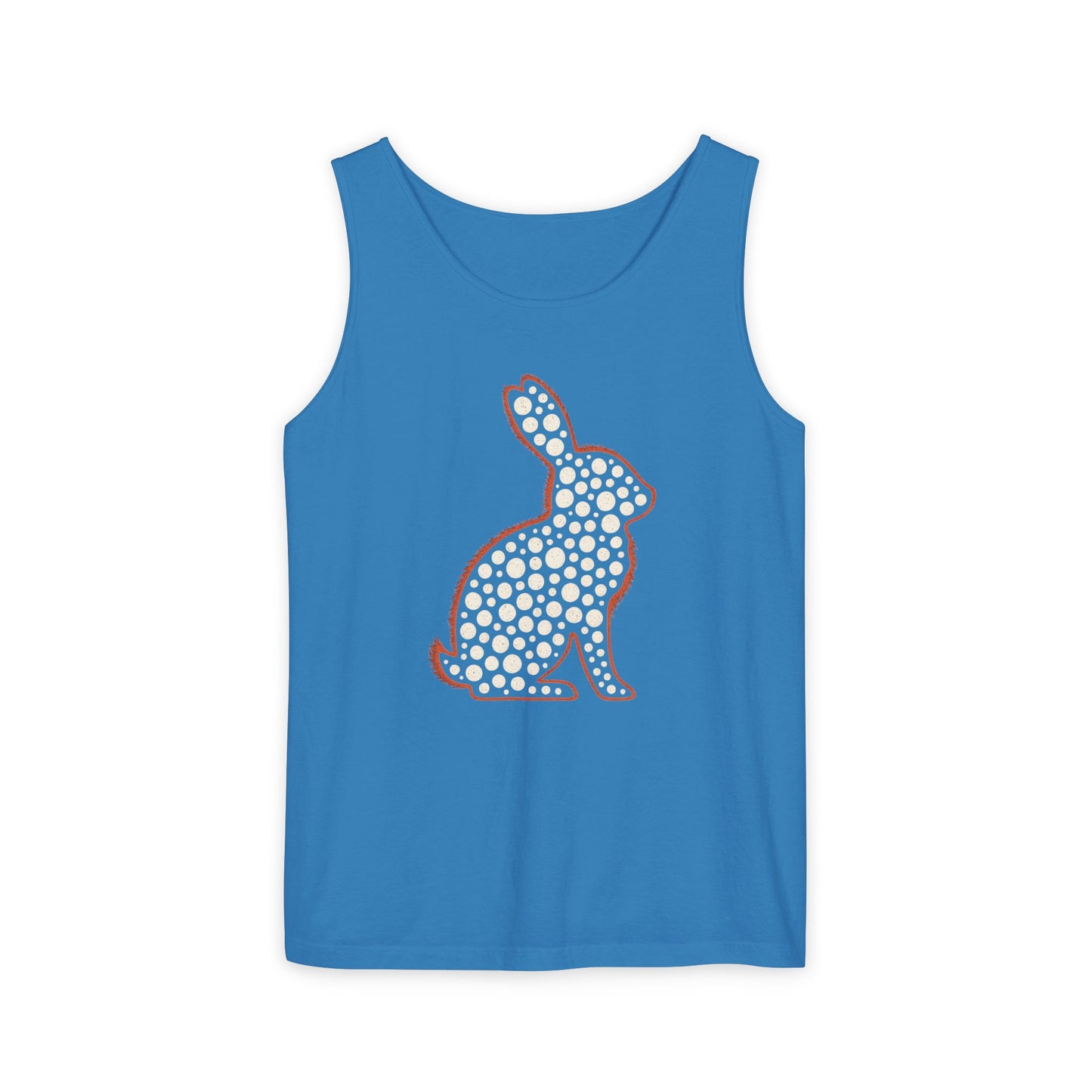 Spotted Rabbit Unisex Tank Top – Abstract Dot Bunny Design Tee for Bunthusiasts - Unisex Garment-Dyed Tank Top