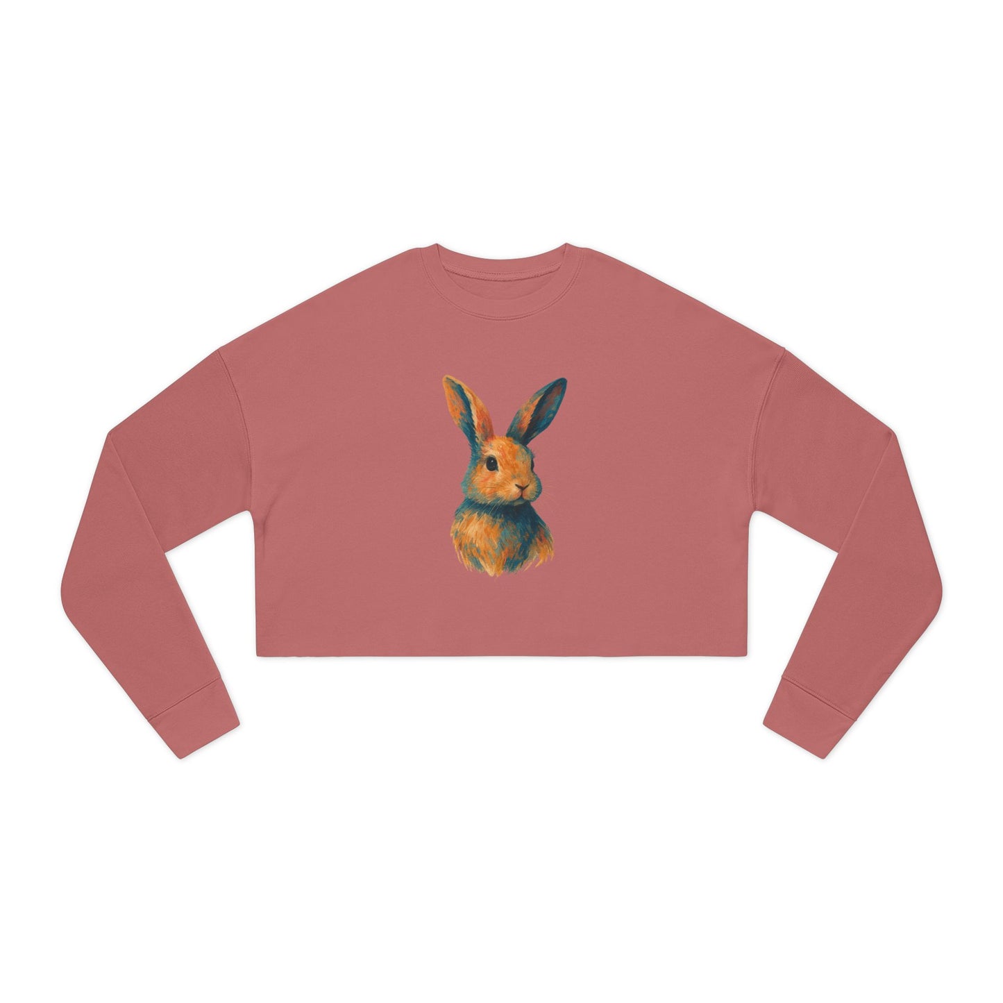 Painted Bunny Art Cropped Sweatshirt – Artsy Rabbit Vibes for Bunthusiasts - Cozy Animal Apparel