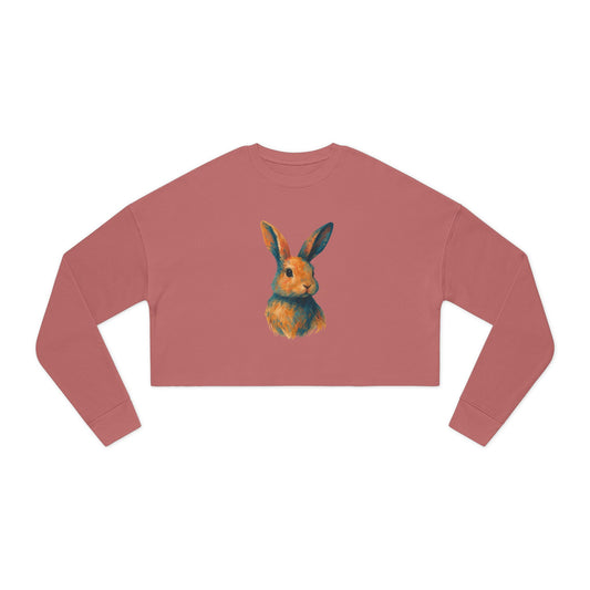 Painted Bunny Art Cropped Sweatshirt – Artsy Rabbit Vibes for Bunthusiasts - Cozy Animal Apparel