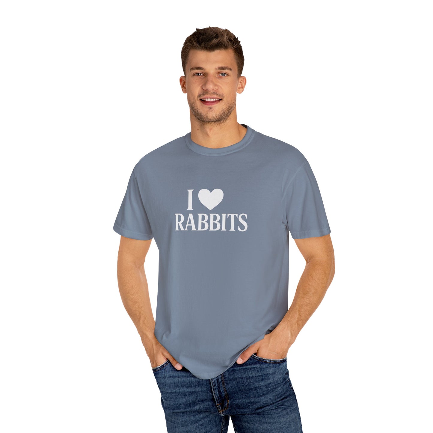 I ♥ Rabbits – Garment-Dyed Unisex Tee for Bunthusiasts - I Love Rabbits T-Shirt for Bunny Lovers