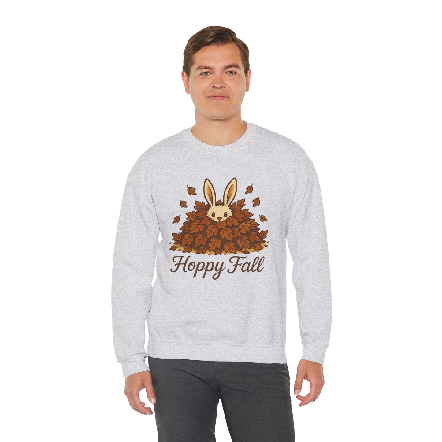 Hoppy Fall β Unisex Cozy Sweatshirt | Rabbit & Autumn Leaves Comfy Crewneck | Fall Fashion - Seasonal Halloween Gift