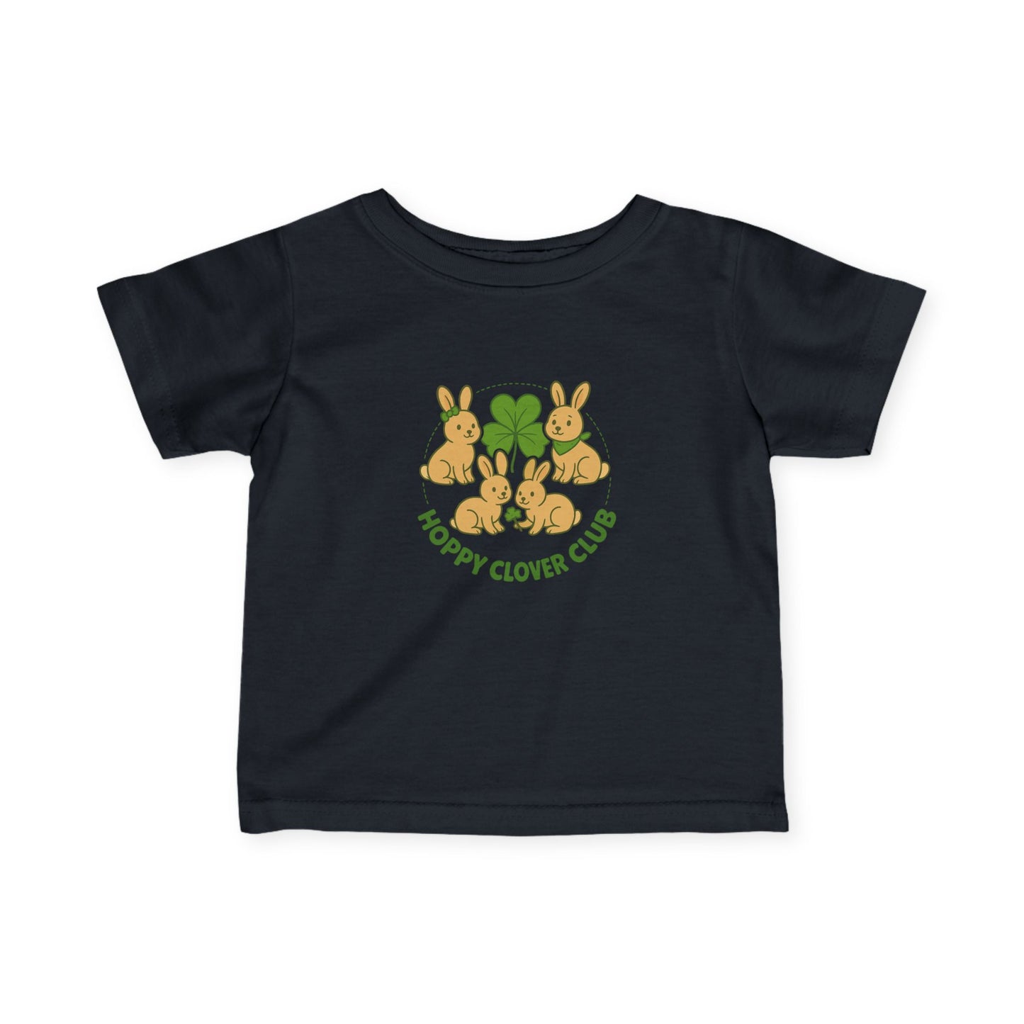 Hoppy Clover Club – Infant Fine Jersey Bunny Tee - Cute Rabbit Baby T-Shirt - Toddler Shirt