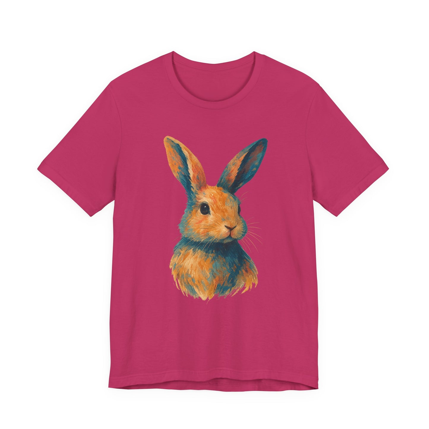 Golden Hour Bunny Unisex Short Sleeve Shirt – Painterly Rabbit Portrait T-Shirt - Artistic Graphic Tee for Animal Lovers - Unique Artwork