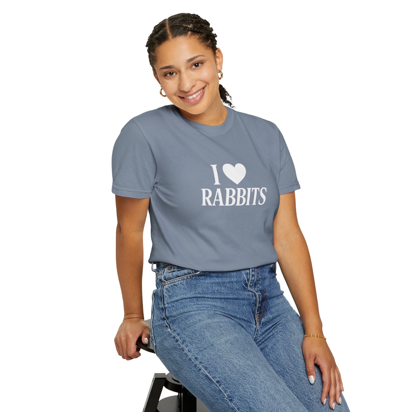 I ♥ Rabbits – Garment-Dyed Unisex Tee for Bunthusiasts - I Love Rabbits T-Shirt for Bunny Lovers