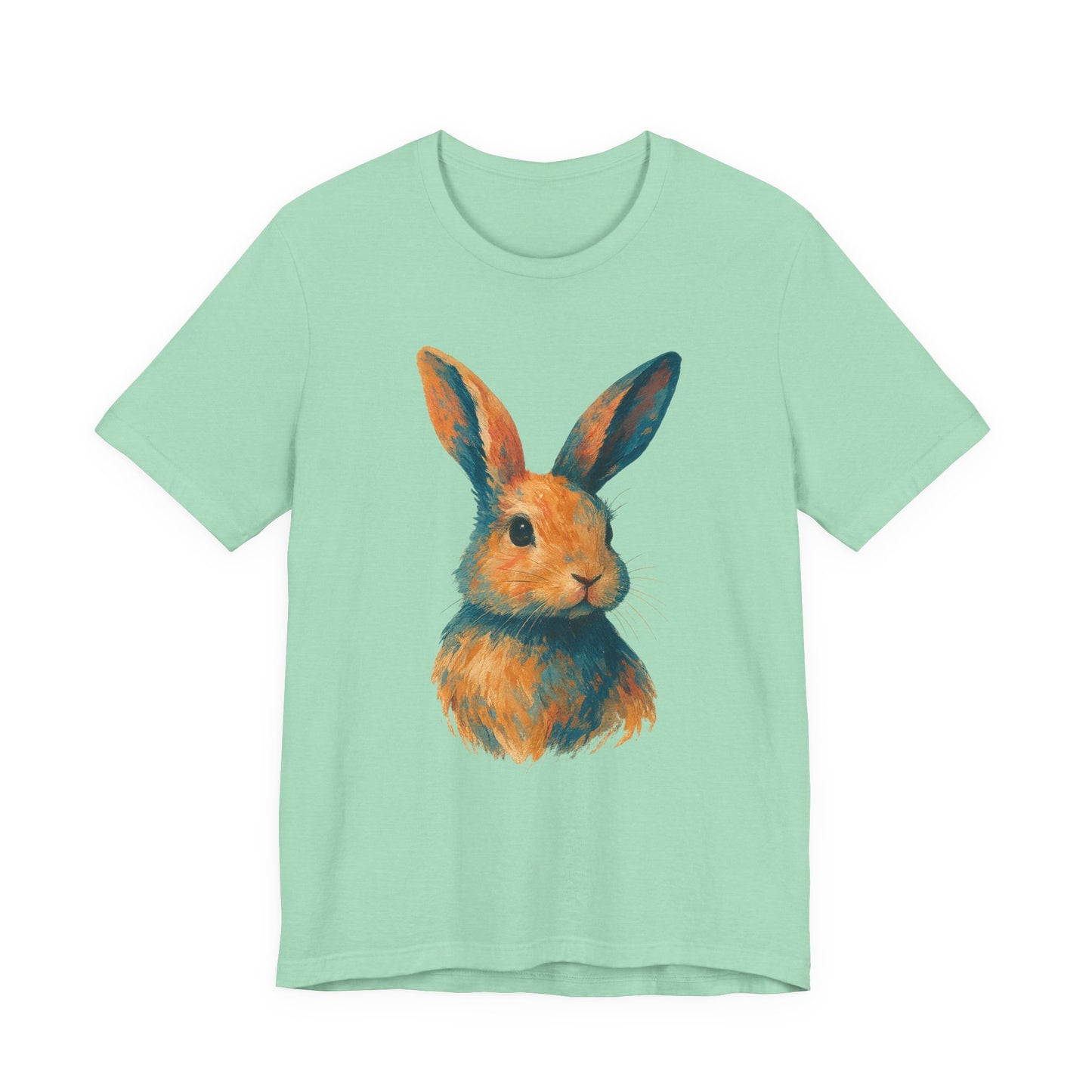 Golden Hour Bunny Unisex Short Sleeve Shirt – Painterly Rabbit Portrait T-Shirt - Artistic Graphic Tee for Animal Lovers - Unique Artwork