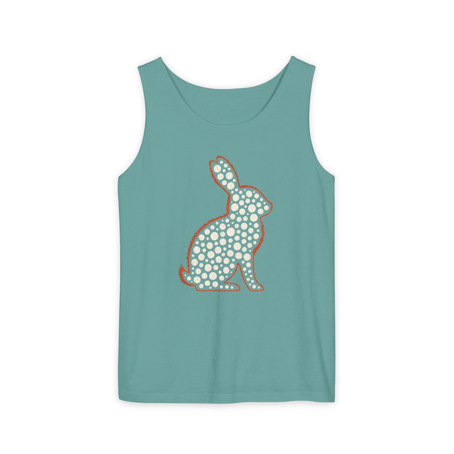 Spotted Rabbit Unisex Tank Top – Abstract Dot Bunny Design Tee for Bunthusiasts - Unisex Garment-Dyed Tank Top