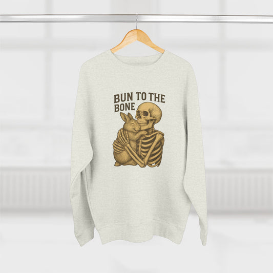 Bun to the Bone Skeleton & Snuggle Bunny Unisex Sweatshirt – Cozy Rabbit Crewneck - Halloween & Fall Collection - Funny Gift