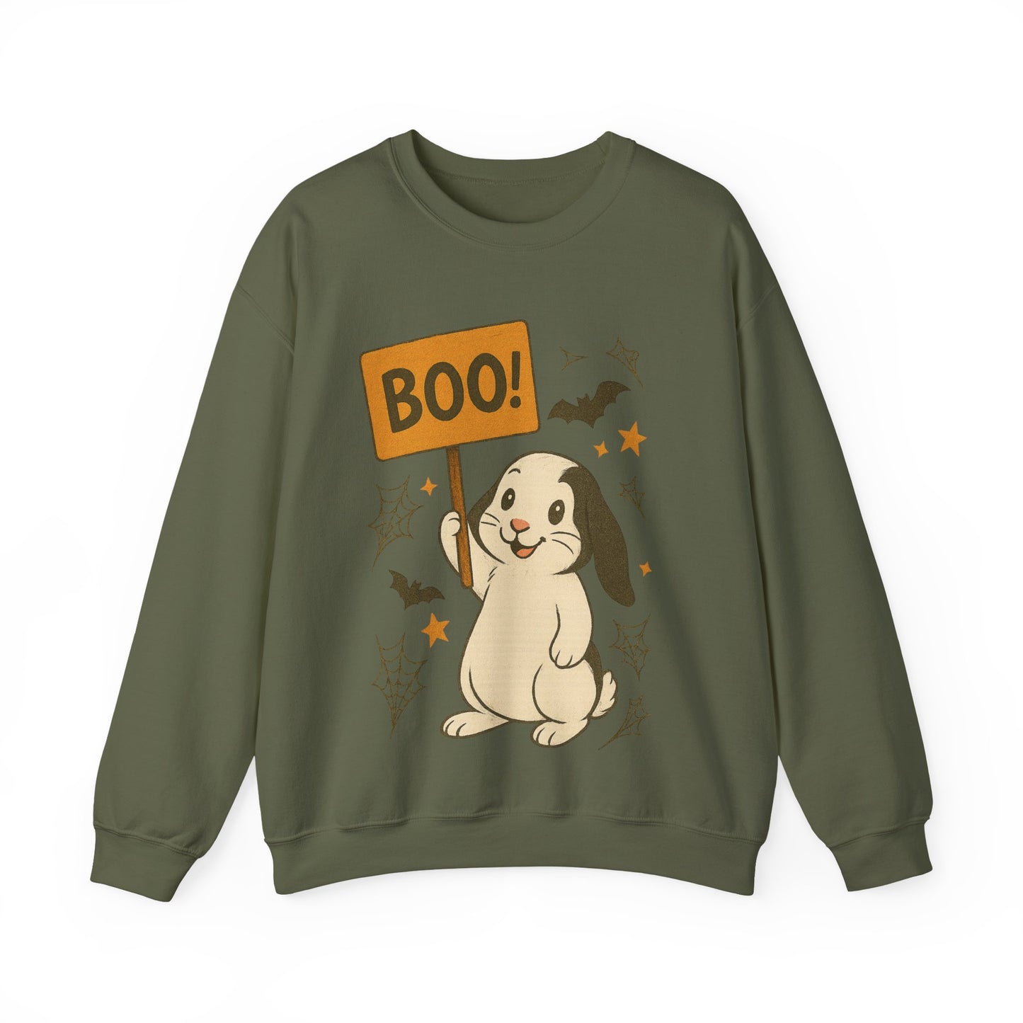 Boo Bunny Halloween Sweatshirt – Cozy Lop-Eared Rabbit & Spooky-Cute Fall Vibes - Unisex Heavy Blend™ Crewneck