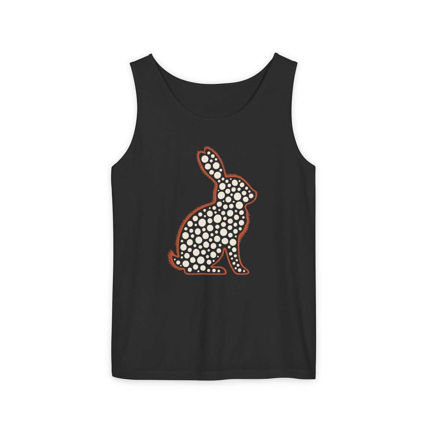 Spotted Rabbit Unisex Tank Top – Abstract Dot Bunny Design Tee for Bunthusiasts - Unisex Garment-Dyed Tank Top