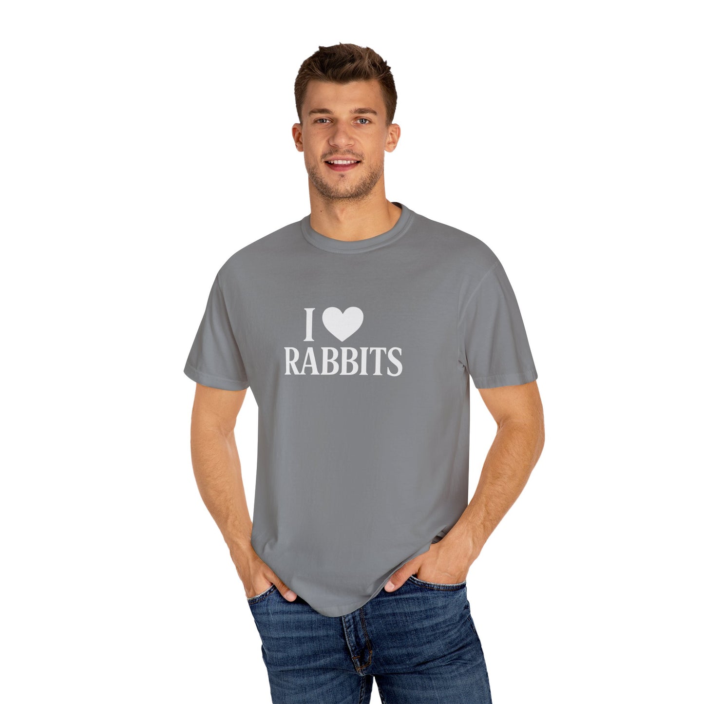 I ♥ Rabbits – Garment-Dyed Unisex Tee for Bunthusiasts - I Love Rabbits T-Shirt for Bunny Lovers