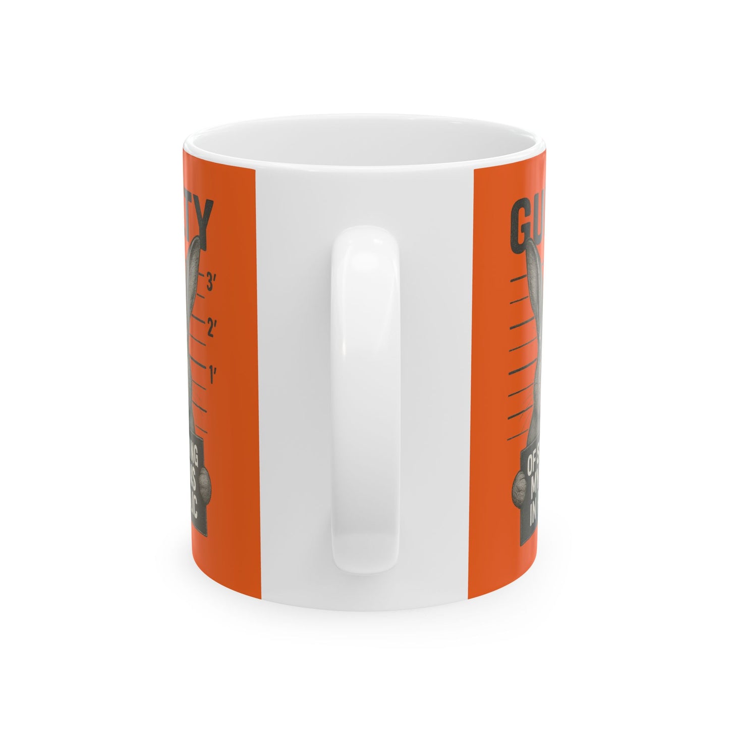 Guilty of Showing My Buns in Public with Orange Background Ceramic Mug - Gift for Coffee Lovers & Rabbit Show Exhibitors - Two Sizes: 11 oz & 15 oz