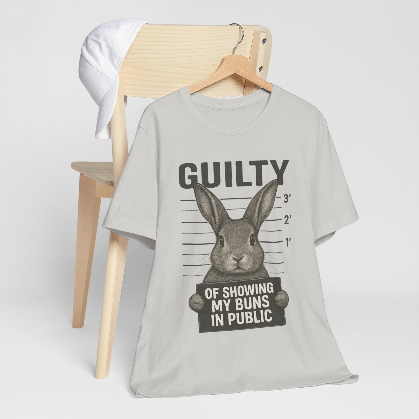 Guilty of Showing My Buns in Public Rabbit Exhibitor T-Shirt – Unisex Funny Bunny Graphic Tee - Quirky Gift for Animal Lovers