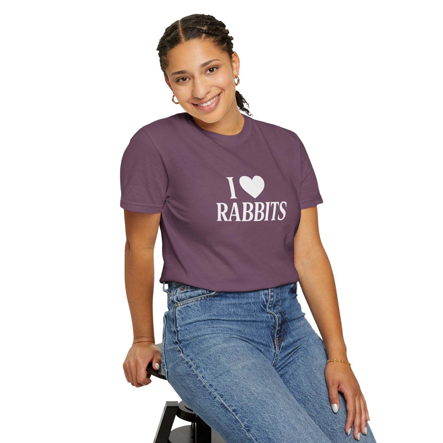 I ♥ Rabbits – Garment-Dyed Unisex Tee for Bunthusiasts - I Love Rabbits T-Shirt for Bunny Lovers