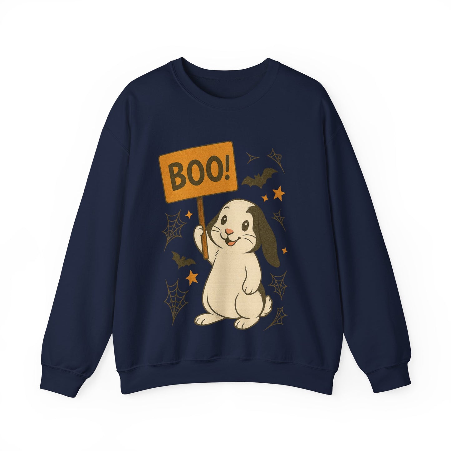 Boo Bunny Halloween Sweatshirt – Cozy Lop-Eared Rabbit & Spooky-Cute Fall Vibes - Unisex Heavy Blend™ Crewneck