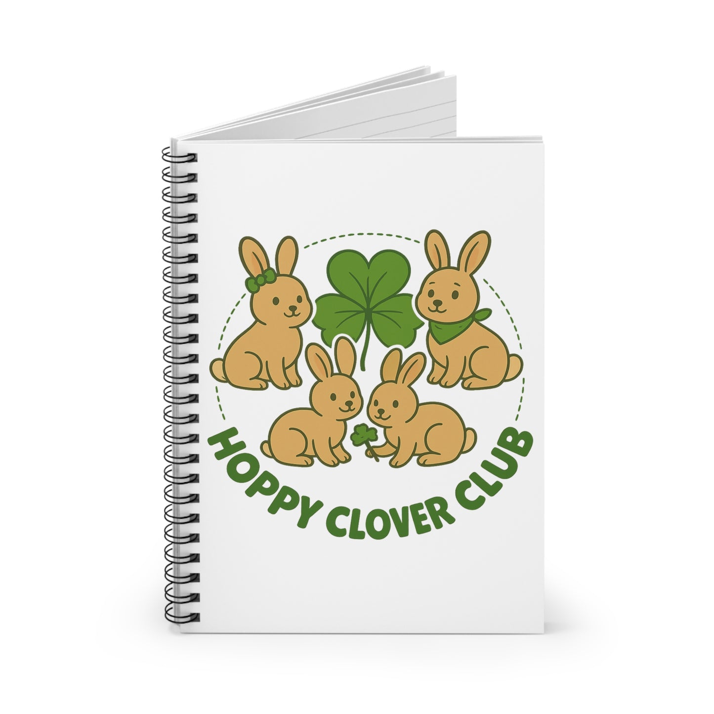 Hoppy Clover Club Spiral Notebook – Bunny & Clover Journal - Gift for Bunthusiasts and Rabbit Owners & Exhibitors of All Ages