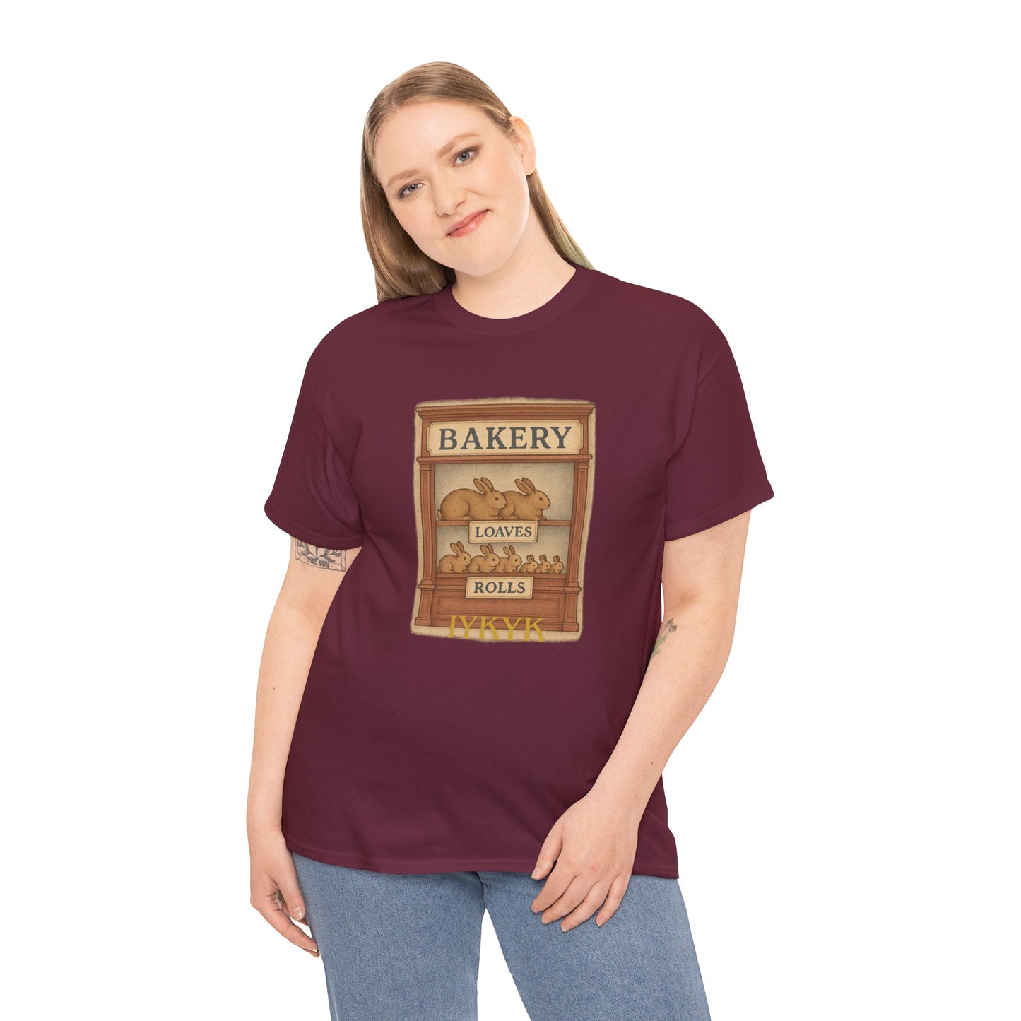 Loaves, Rolls & IYKYK – Bunny Bakery Tee - Unisex Short Sleeve - Vintage Bakery Shirt - Baking & Rabbit Lover Apparel