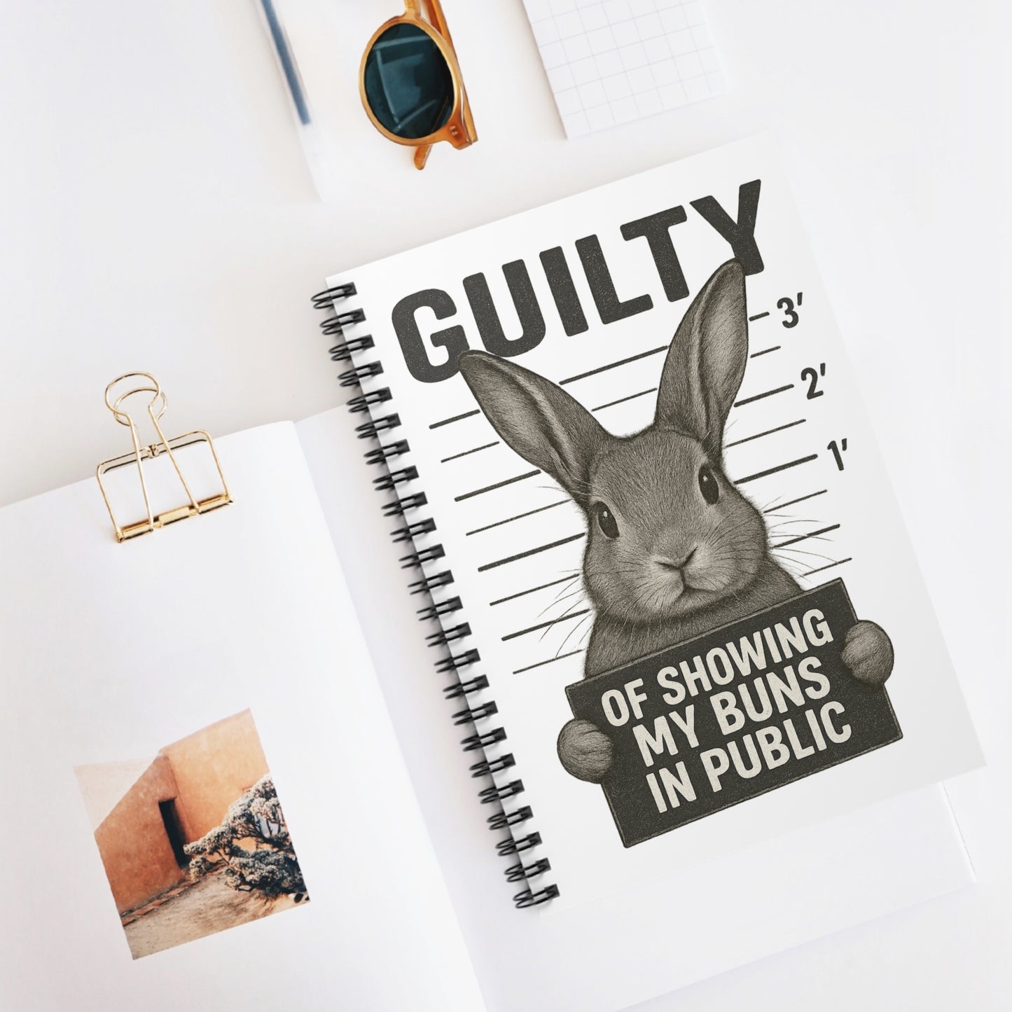 "Guilty of Showing My Buns in Public" Spiral Notebook - Gift for Bunny Owners & Rabbit Show Exhibitors - Animal Lovers Journal