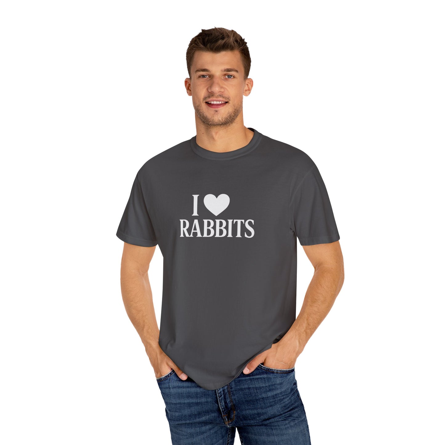 I ♥ Rabbits – Garment-Dyed Unisex Tee for Bunthusiasts - I Love Rabbits T-Shirt for Bunny Lovers