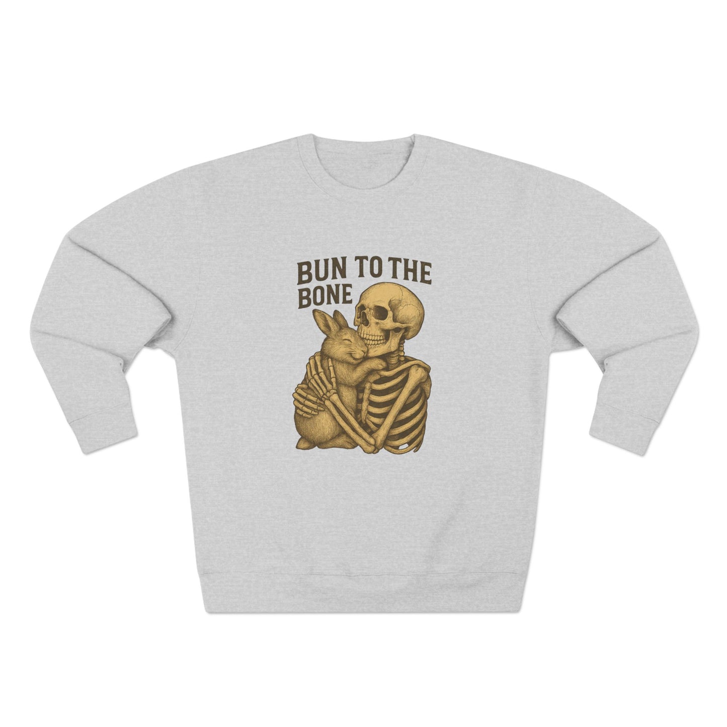Bun to the Bone Skeleton & Snuggle Bunny Unisex Sweatshirt – Cozy Rabbit Crewneck - Halloween & Fall Collection - Funny Gift