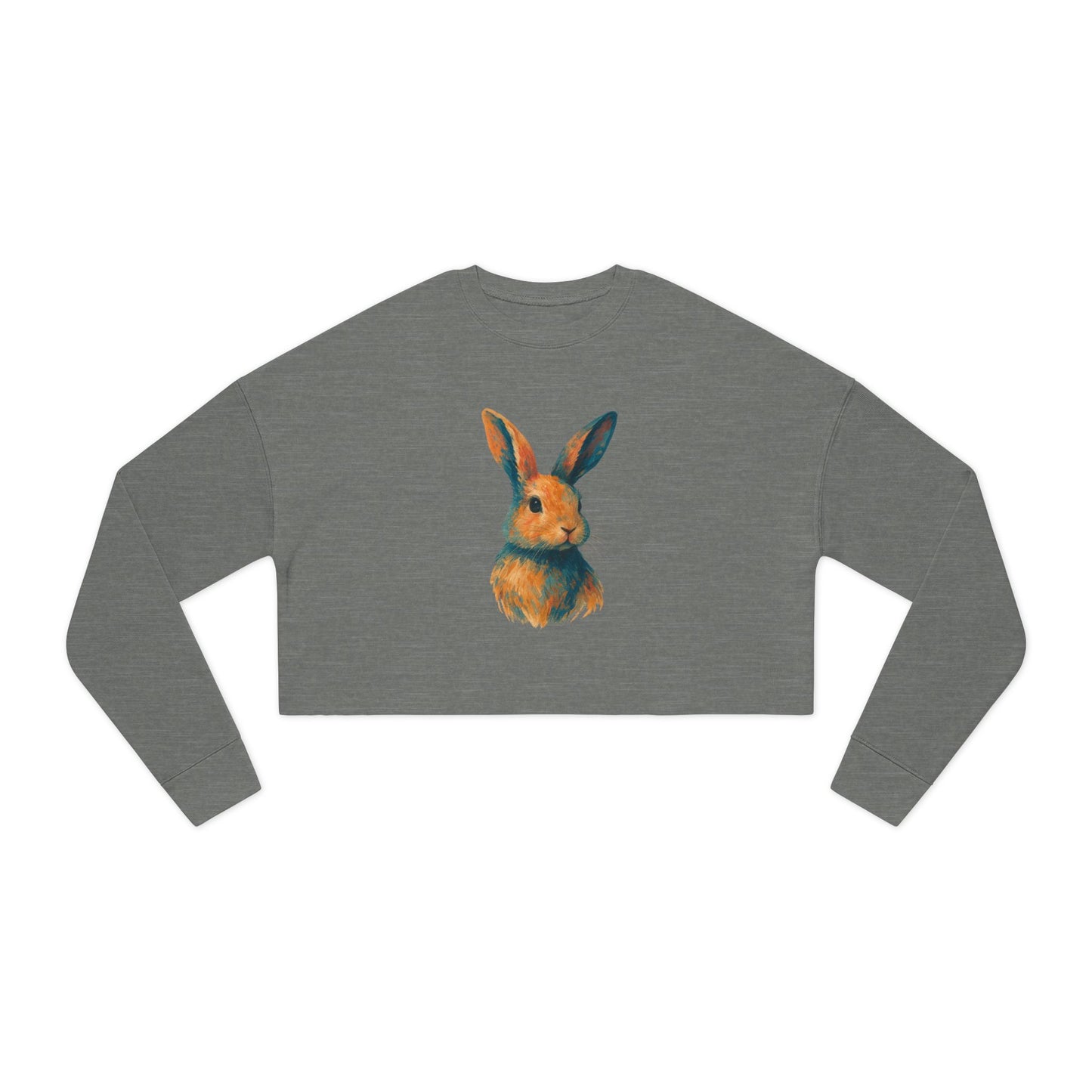 Painted Bunny Art Cropped Sweatshirt – Artsy Rabbit Vibes for Bunthusiasts - Cozy Animal Apparel