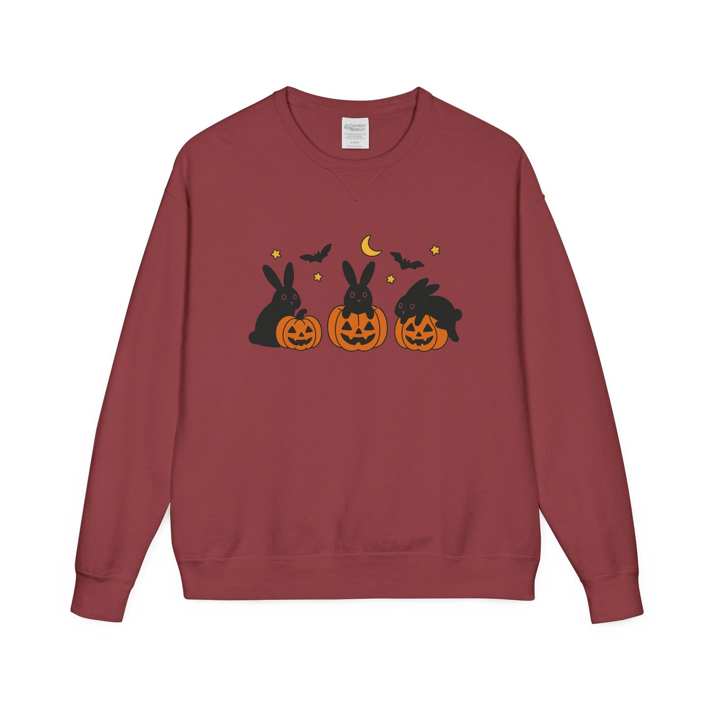 Pumpkin Patch Bunnies Halloween Sweatshirt – Rabbit & Jack-o’-Lantern Crewneck | Cozy Fall Fashion Unisex Apparel - Spooky Season Gift