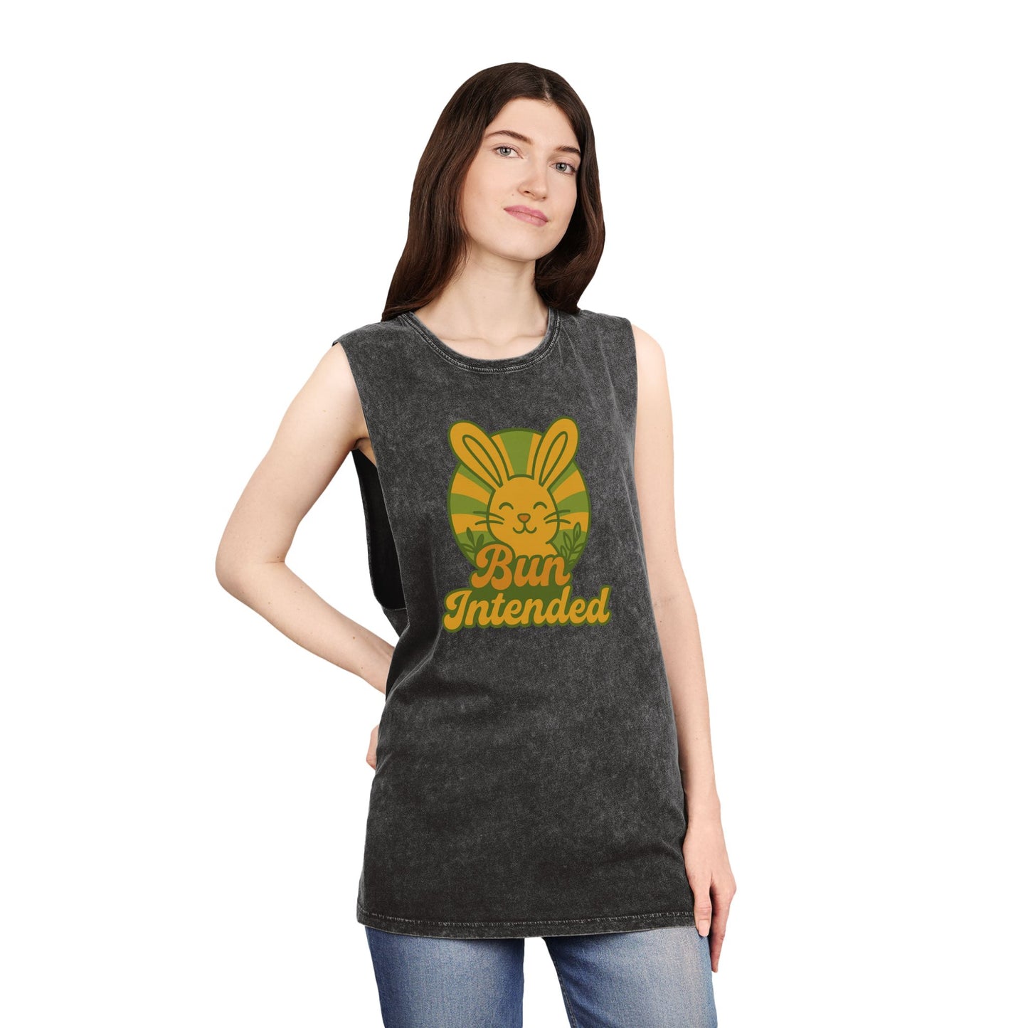 Stonewash Bun Intended Tank Top - Retro Graphic Tee - Vintage Casual Summer Wear - Gift for Rabbit Lovers - Everyday Style