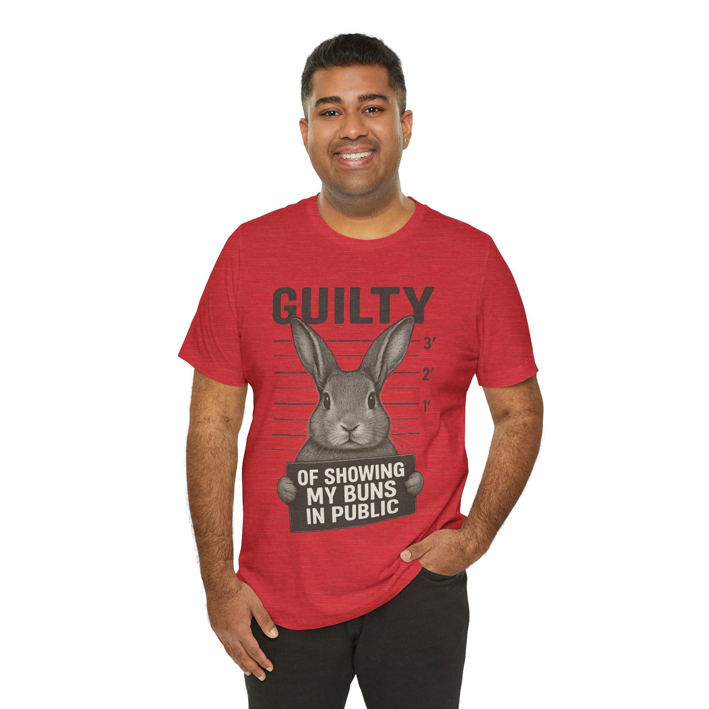 Guilty of Showing My Buns in Public Rabbit Exhibitor T-Shirt – Unisex Funny Bunny Graphic Tee - Quirky Gift for Animal Lovers