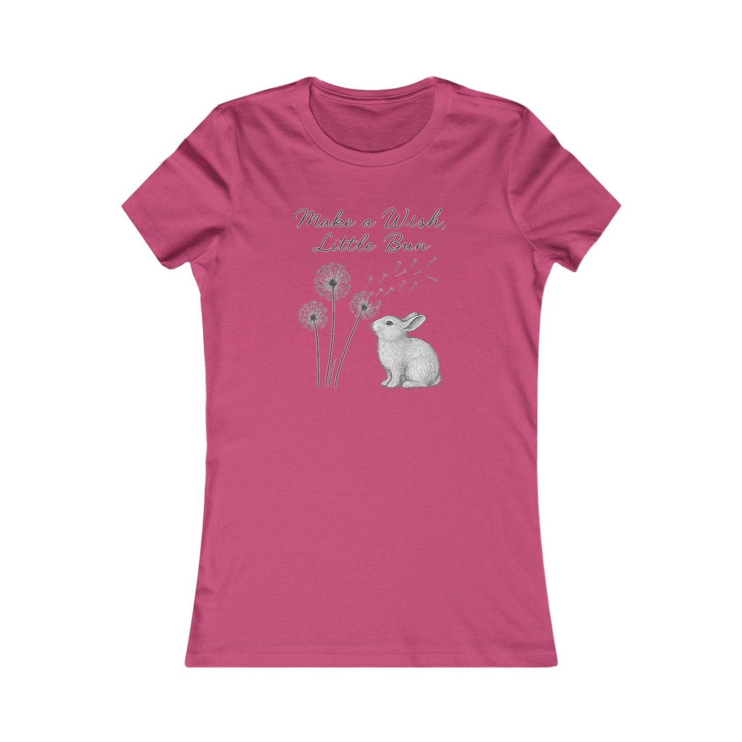 Make a Wish Little Bun Women's Tee - Cute Rabbit T-Shirt - Animal Lover Gift - Dandelion Floral Fashion Top