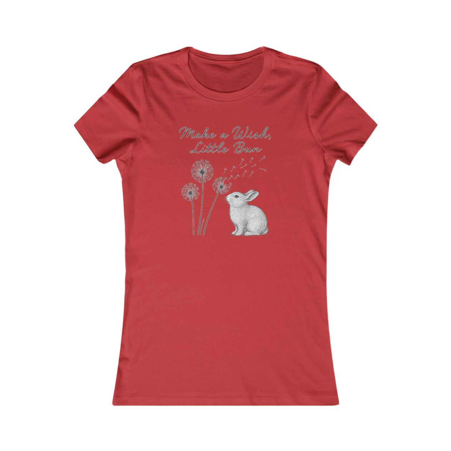 Make a Wish Little Bun Women's Tee - Cute Rabbit T-Shirt - Animal Lover Gift - Dandelion Floral Fashion Top