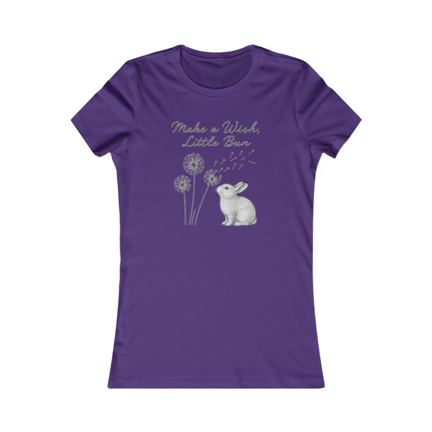 Make a Wish Little Bun Women's Tee - Cute Rabbit T-Shirt - Animal Lover Gift - Dandelion Floral Fashion Top