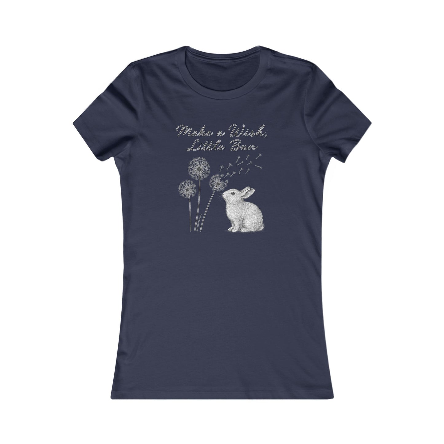 Make a Wish Little Bun Women's Tee - Cute Rabbit T-Shirt - Animal Lover Gift - Dandelion Floral Fashion Top