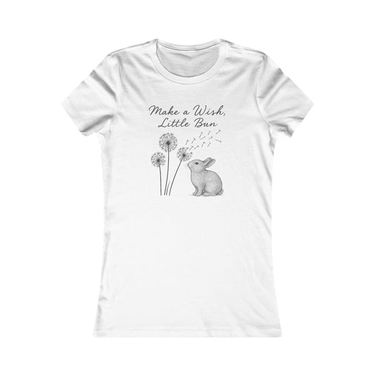 Make a Wish Little Bun Women's Tee - Cute Rabbit T-Shirt - Animal Lover Gift - Dandelion Floral Fashion Top