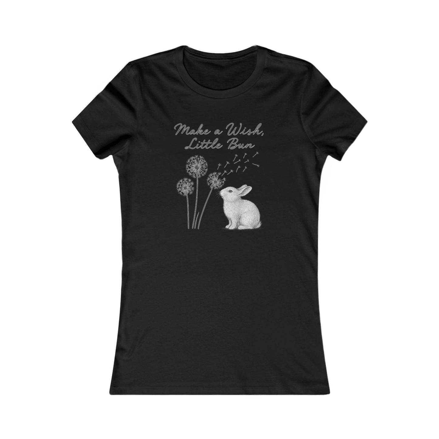 Make a Wish Little Bun Women's Tee - Cute Rabbit T-Shirt - Animal Lover Gift - Dandelion Floral Fashion Top