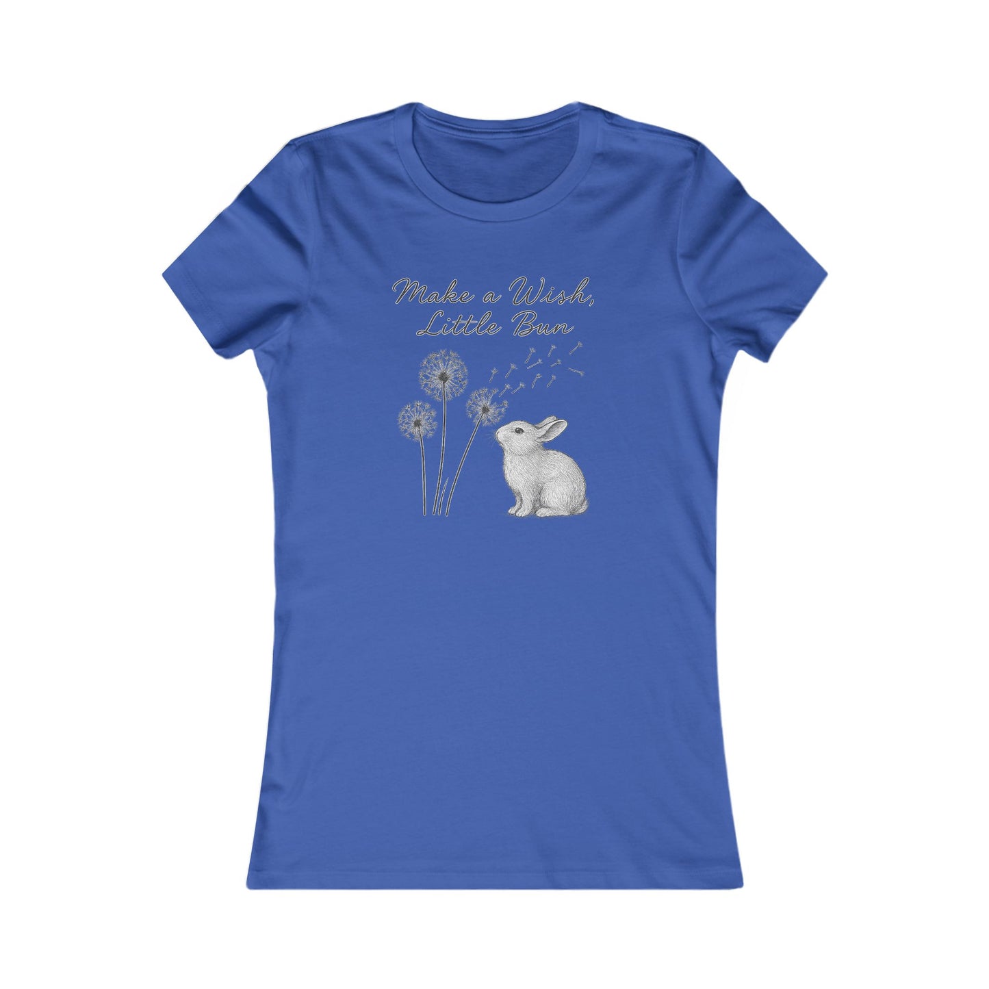 Make a Wish Little Bun Women's Tee - Cute Rabbit T-Shirt - Animal Lover Gift - Dandelion Floral Fashion Top