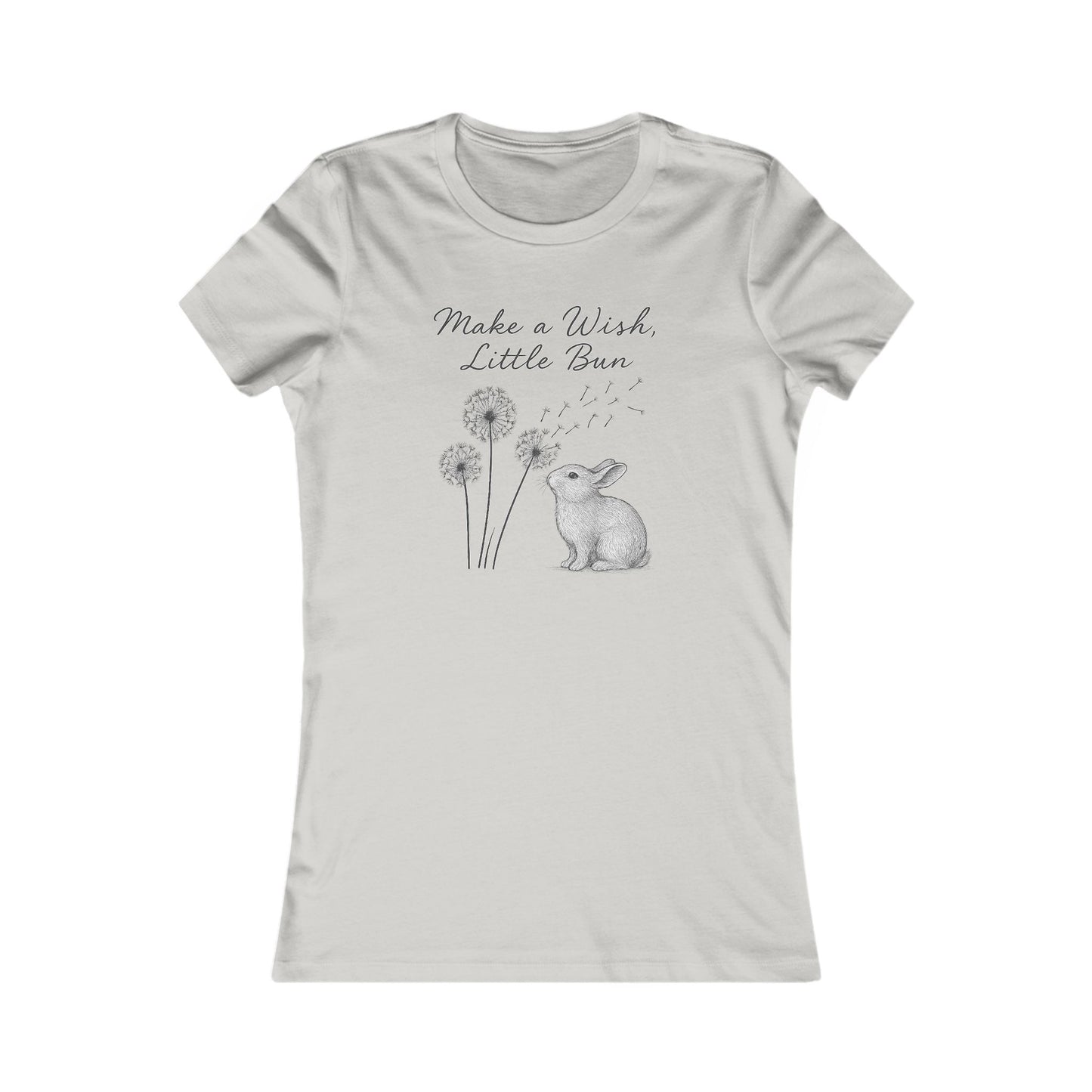 Make a Wish Little Bun Women's Tee - Cute Rabbit T-Shirt - Animal Lover Gift - Dandelion Floral Fashion Top