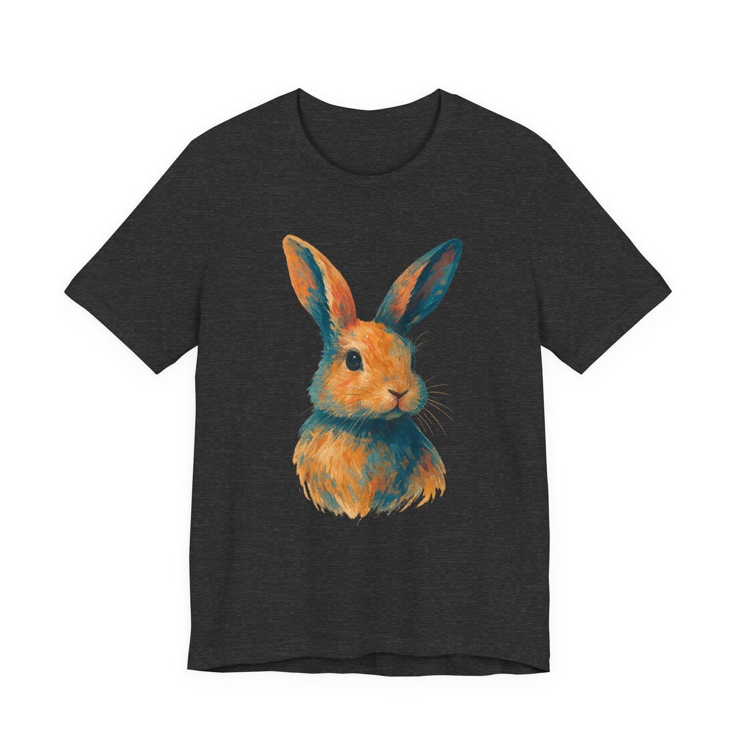 Golden Hour Bunny Unisex Short Sleeve Shirt – Painterly Rabbit Portrait T-Shirt - Artistic Graphic Tee for Animal Lovers - Unique Artwork