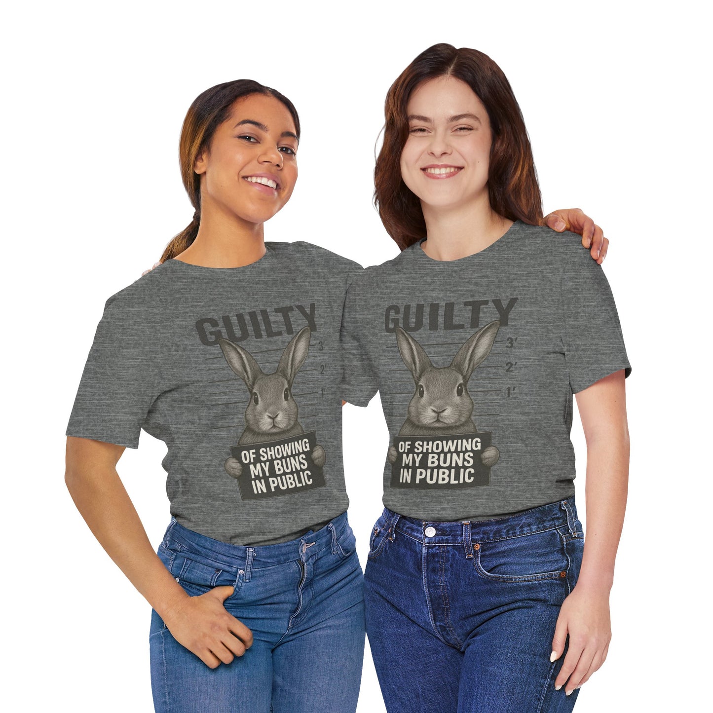 Guilty of Showing My Buns in Public Rabbit Exhibitor T-Shirt – Unisex Funny Bunny Graphic Tee - Quirky Gift for Animal Lovers