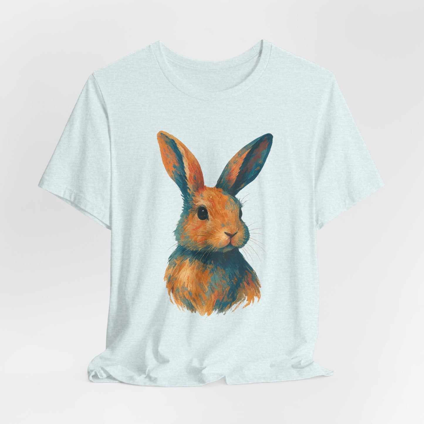 Golden Hour Bunny Unisex Short Sleeve Shirt – Painterly Rabbit Portrait T-Shirt - Artistic Graphic Tee for Animal Lovers - Unique Artwork